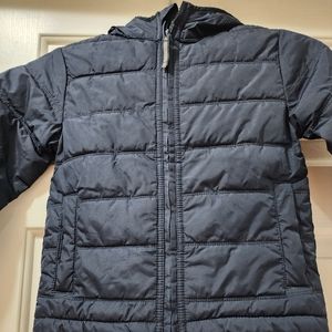 MiniBoden toddler boys hooded navy spring jacket with fleece lining size 3-4